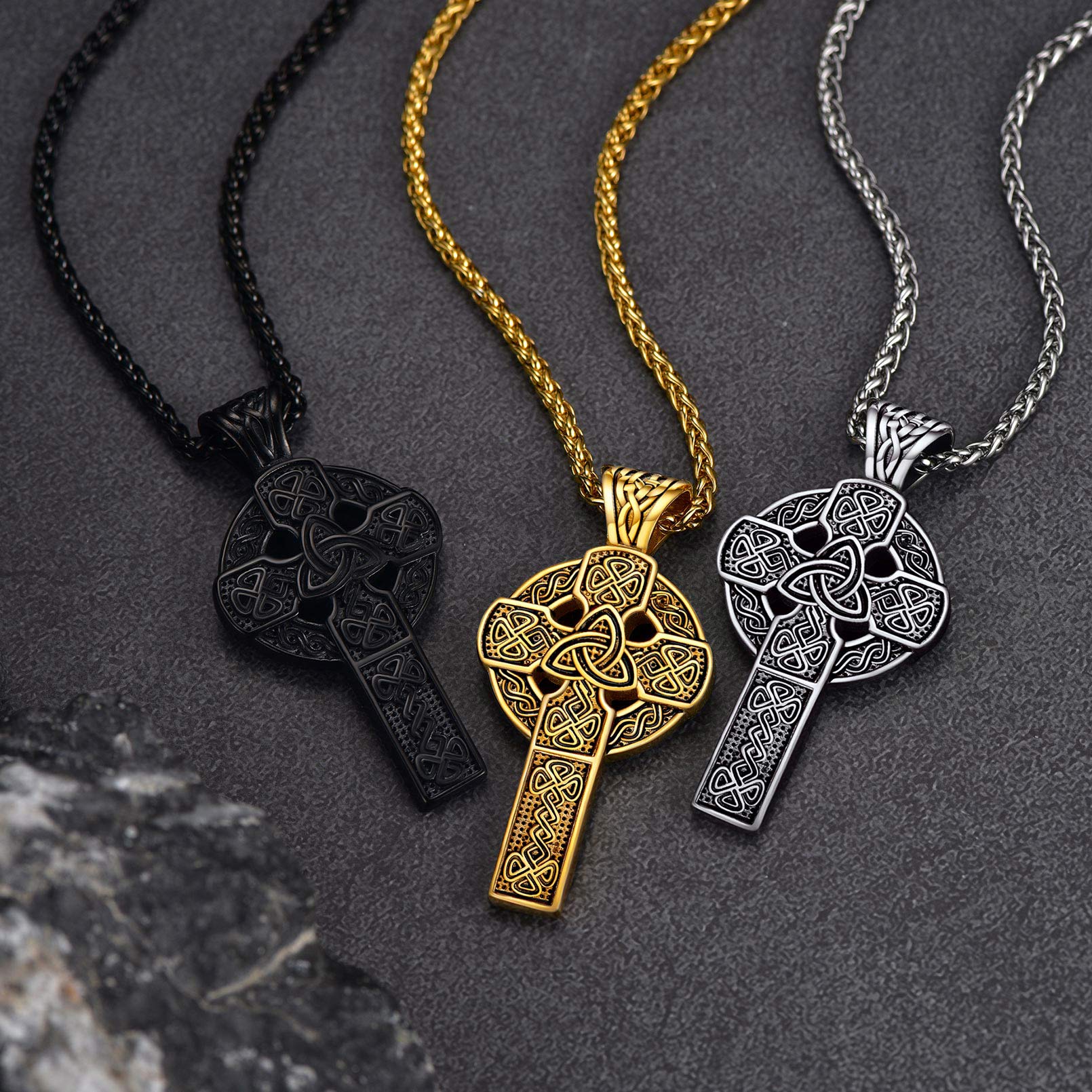 Celtic Knot Cross Pendant Necklace in Different Colors-01