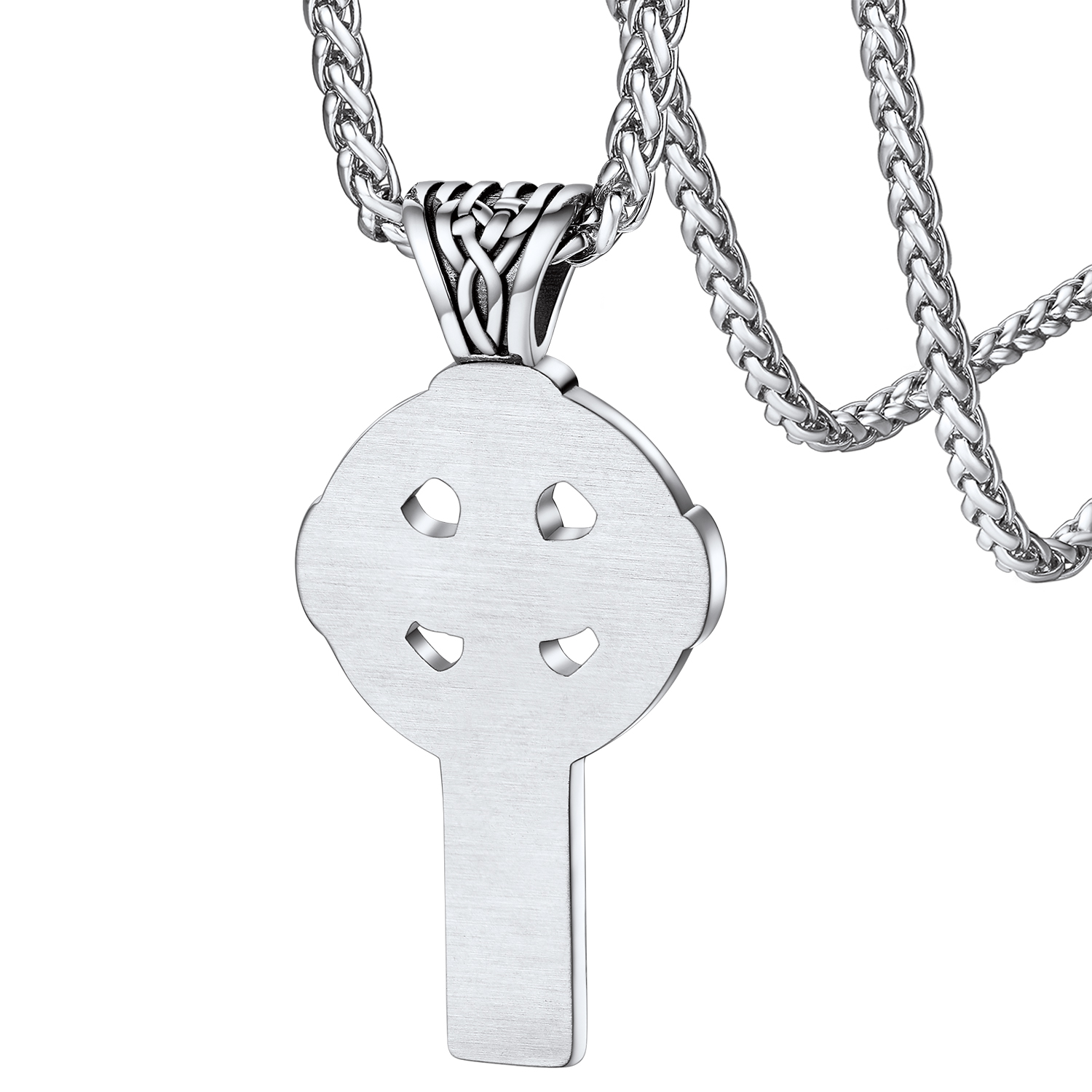 Celtic Knot Cross Pendant Necklace in Stainless Steel-Backside