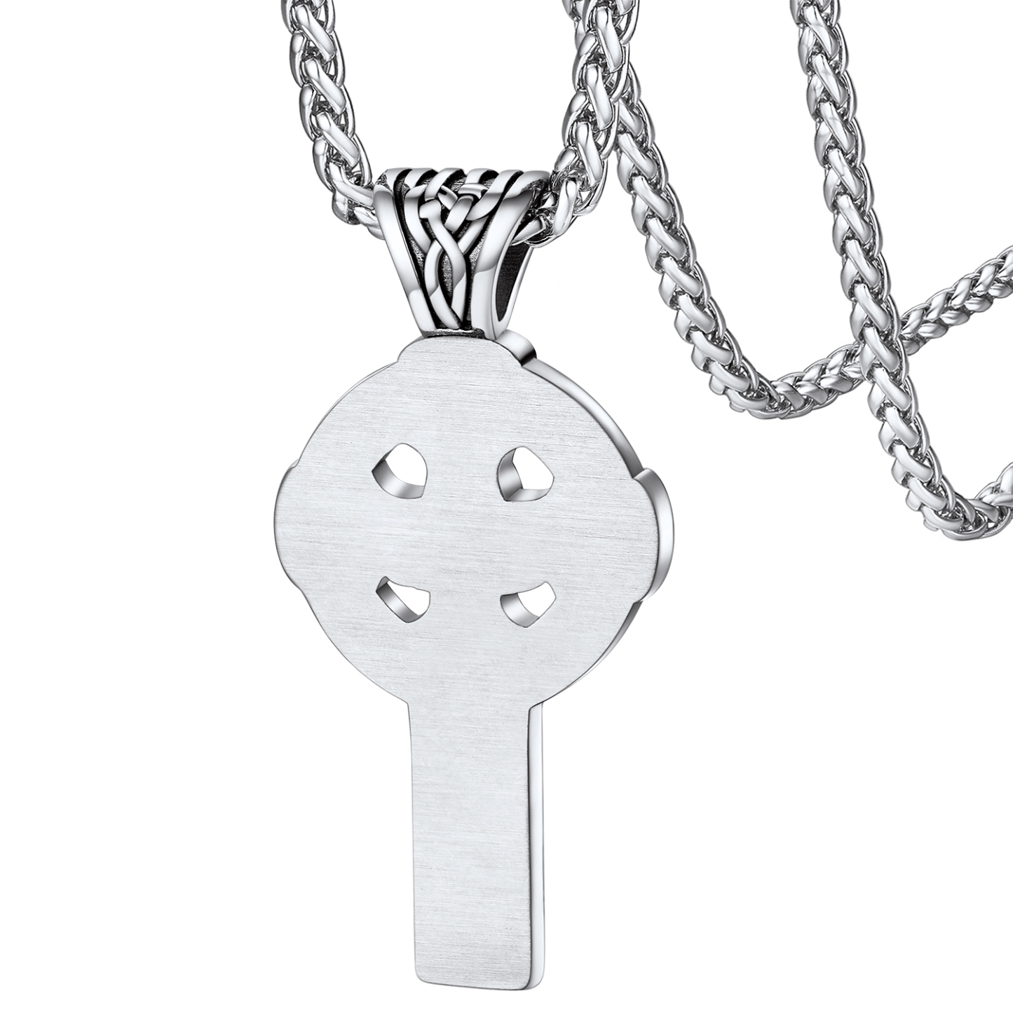Celtic Knot Cross Pendant Necklace in Stainless Steel-Backside