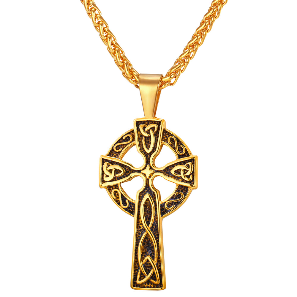 Celtic Knot Cross Pendant in 18K Gold Plated