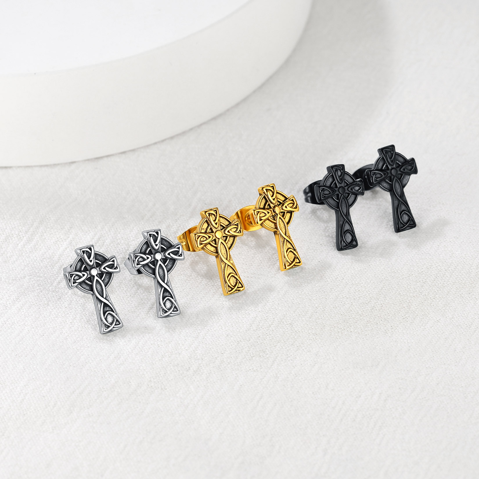 Celtic Knot Cross Stud Earrings in Different Colors