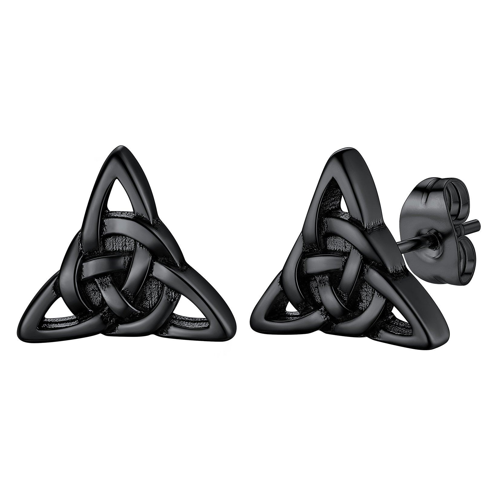 Celtic Knot Stud Earrings in Black Plated