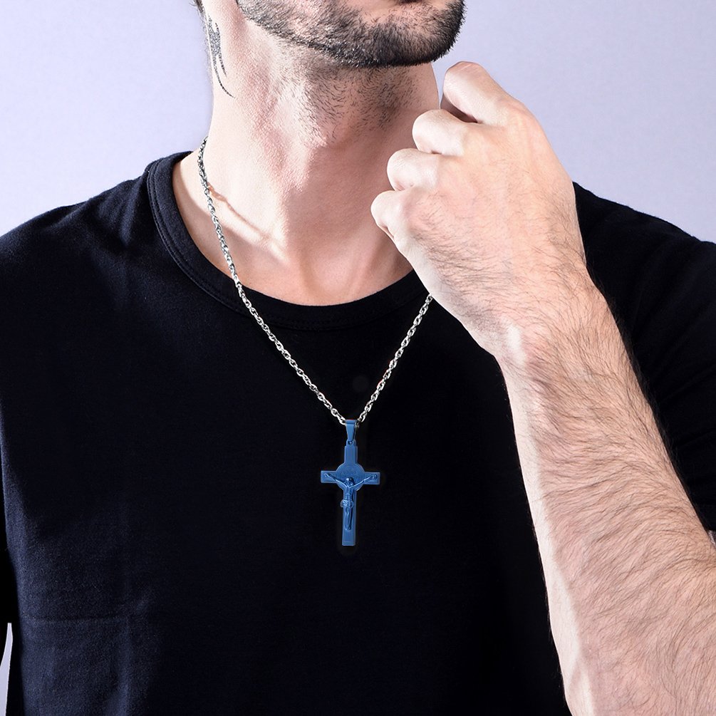 Cross Crucifix Jesus Pendant Necklace for Men