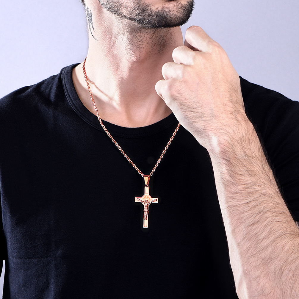 Cross Crucifix Jesus Pendant Necklace for Men