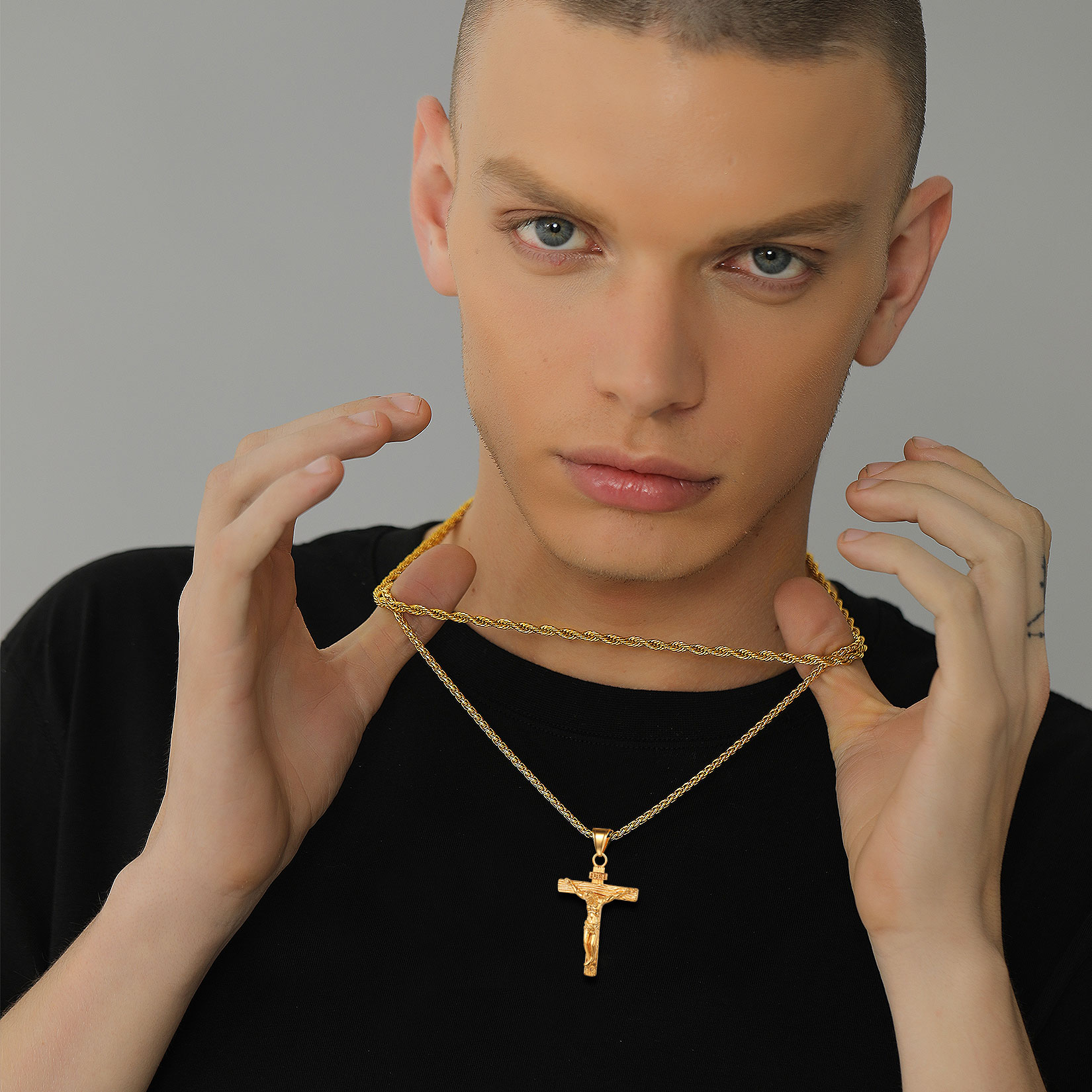Cross Jesus Pendant Necklace for Men-02