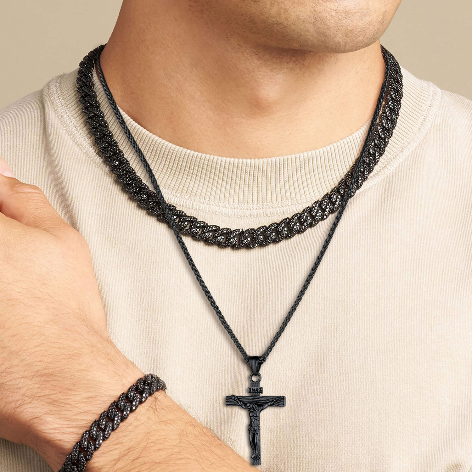 Cross Jesus Pendant Necklace for Men-02