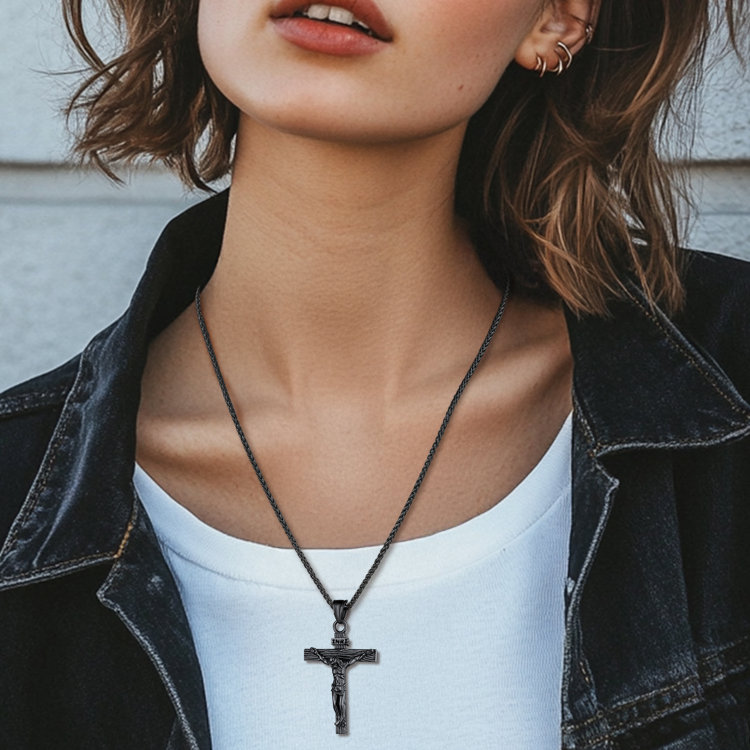 Cross Jesus Pendant Necklace for Women