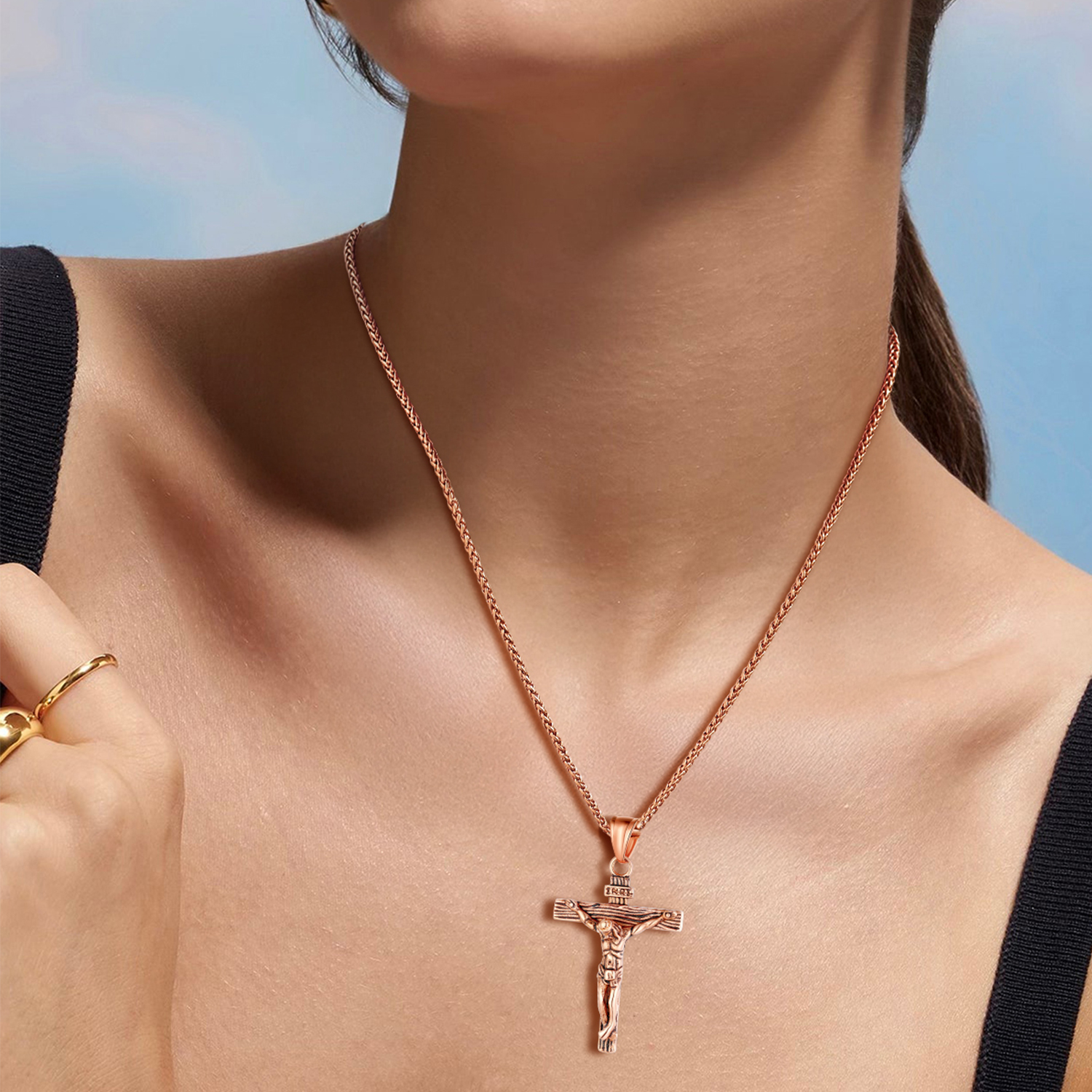 Cross Jesus Pendant Necklace for Women