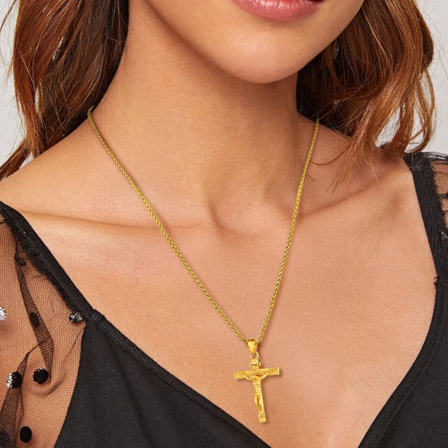 Cross Jesus Pendant Necklace for Women