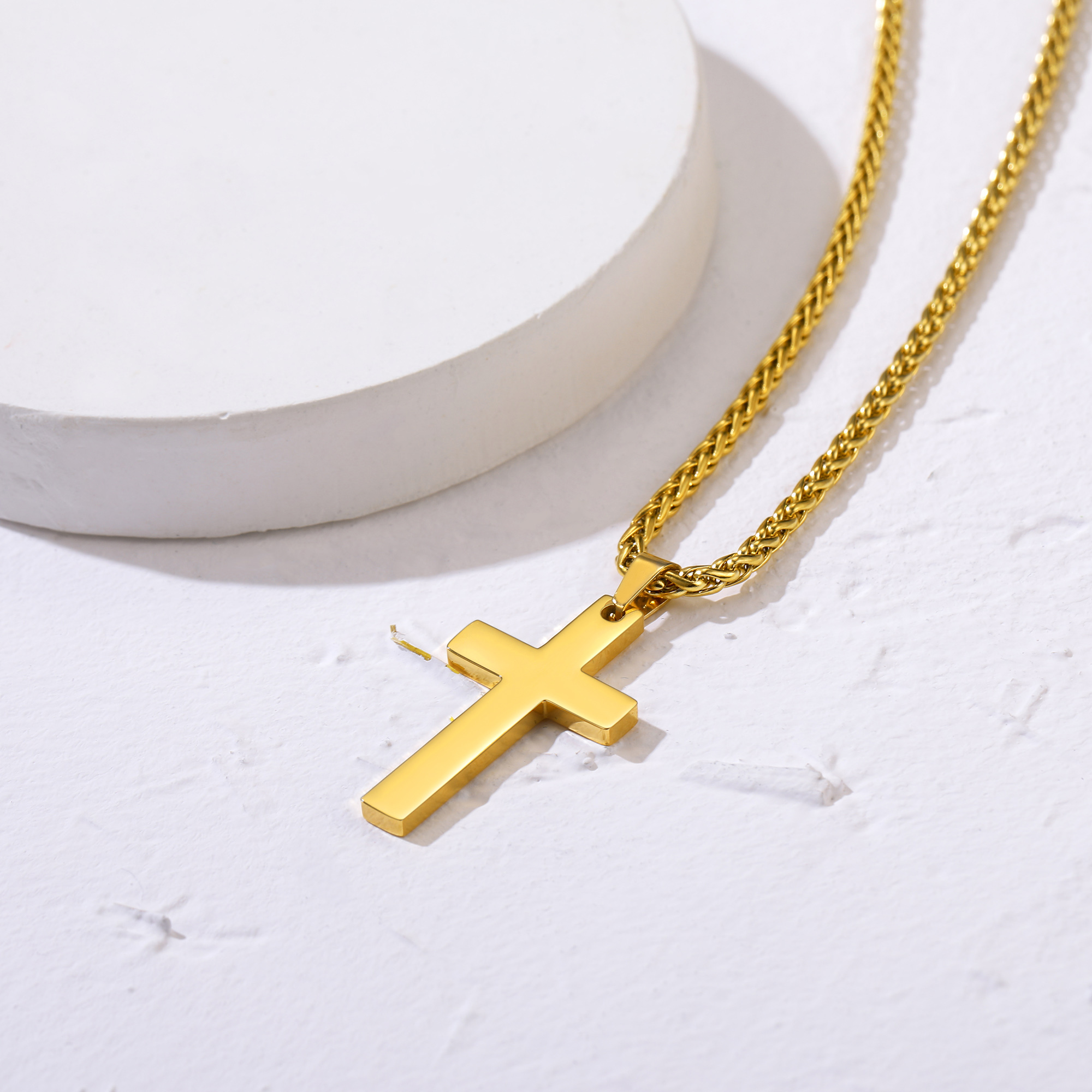 Cross Pendant Necklace, 18K Gold Plated-03