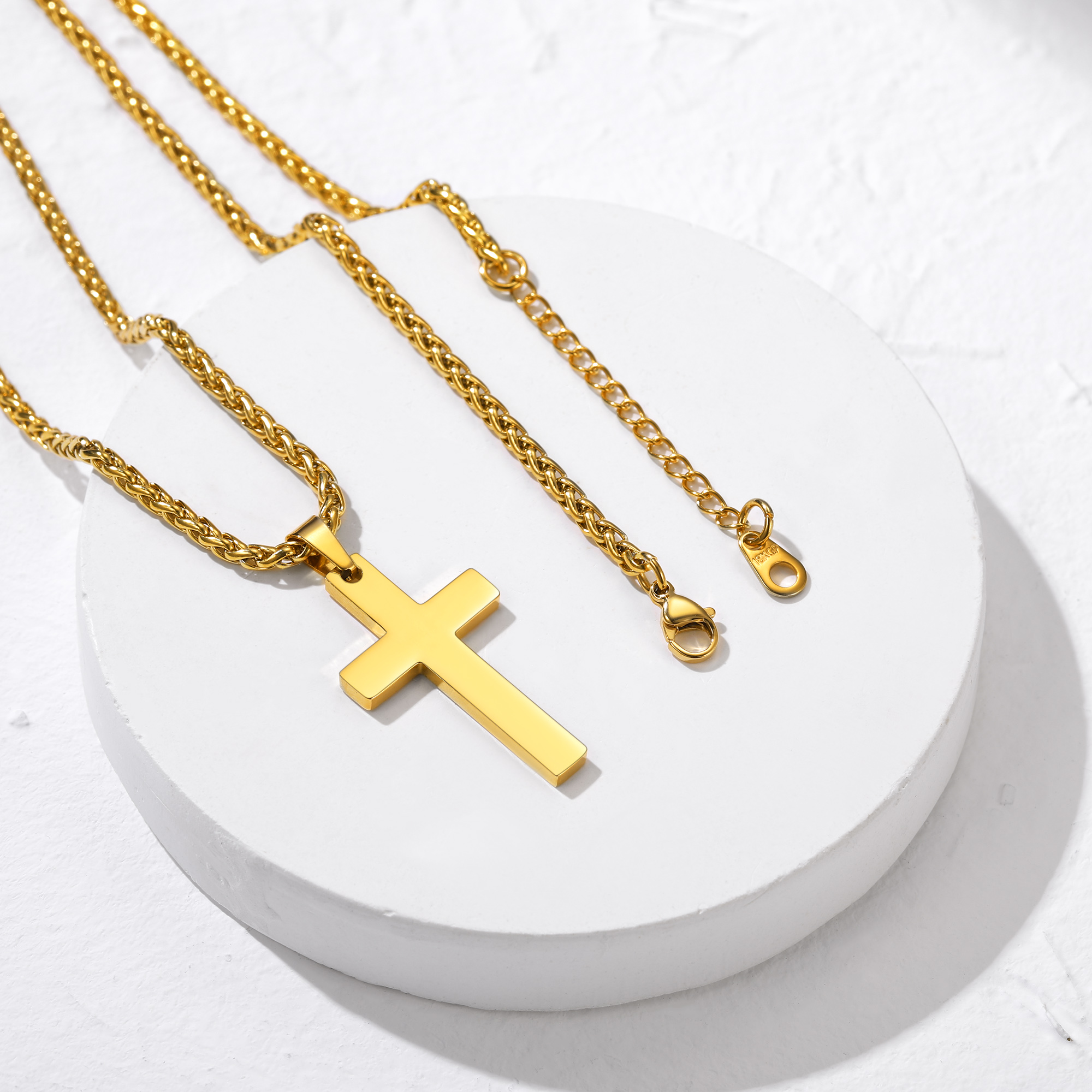 Cross Pendant Necklace, 18K Gold Plated-04
