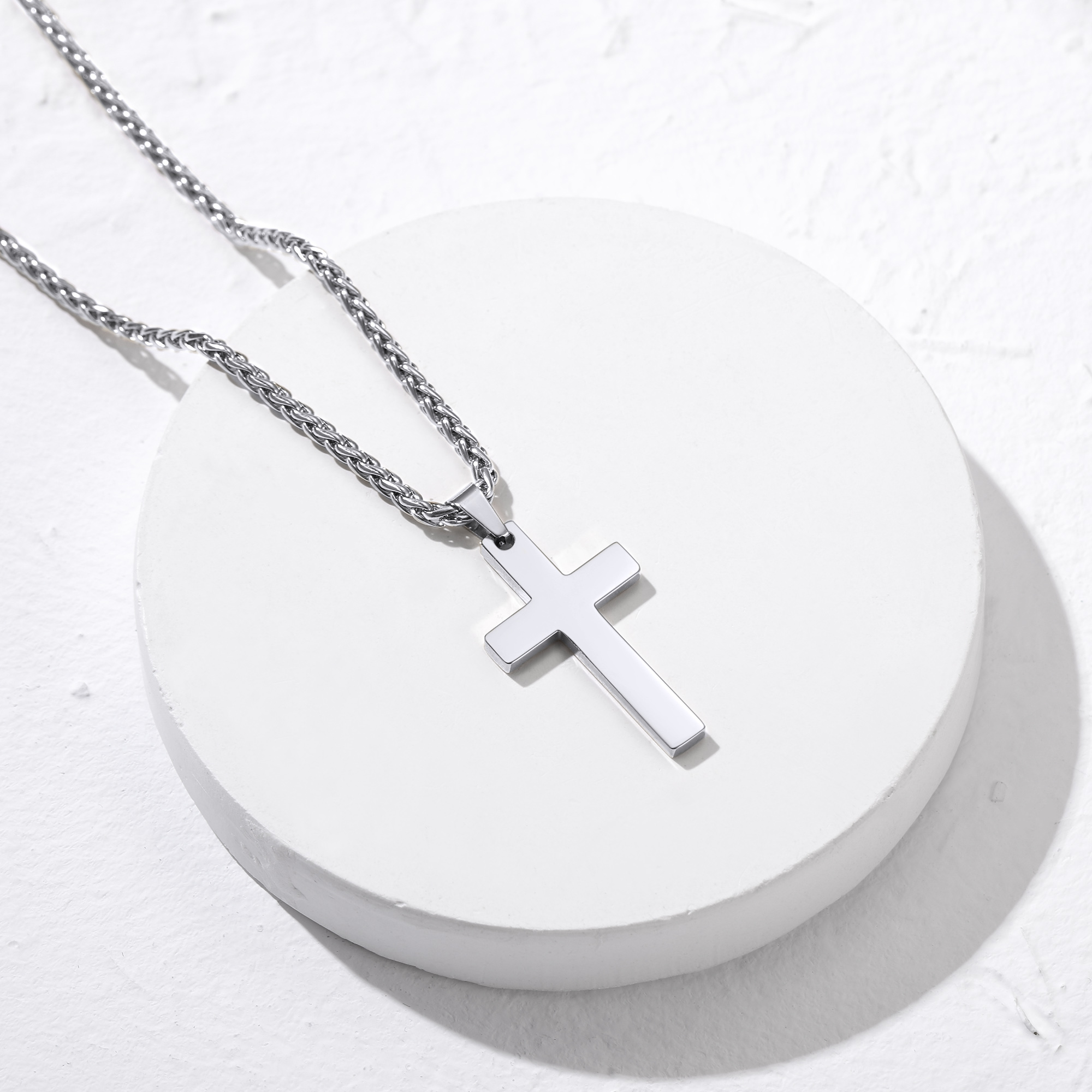 Cross Pendant Necklace, Stainless Steel-03