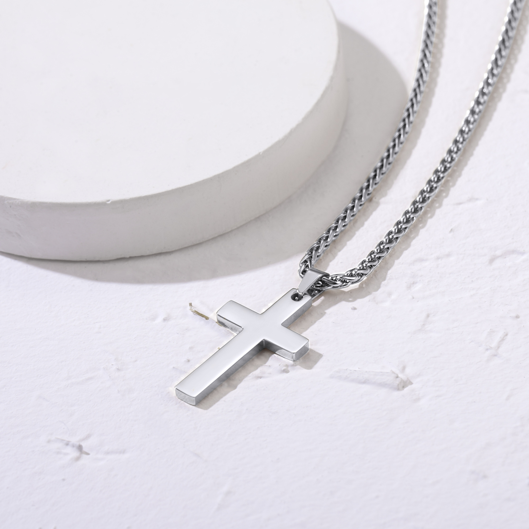 Cross Pendant Necklace, Stainless Steel-02