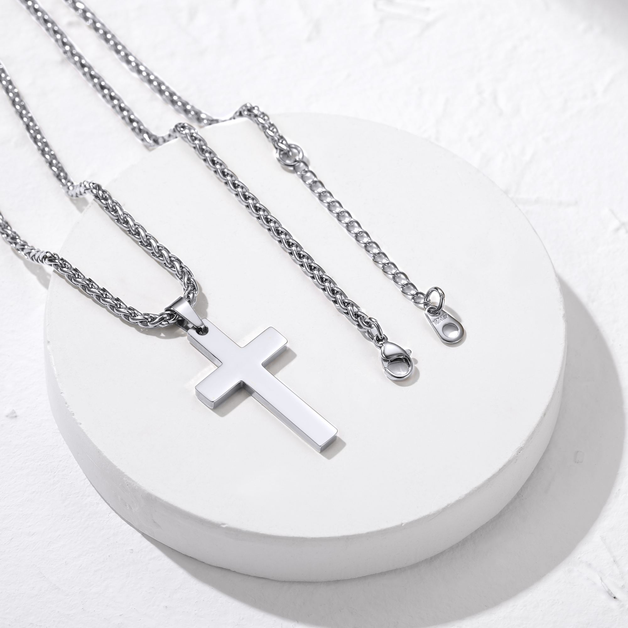 Cross Pendant Necklace, Stainless Steel-04