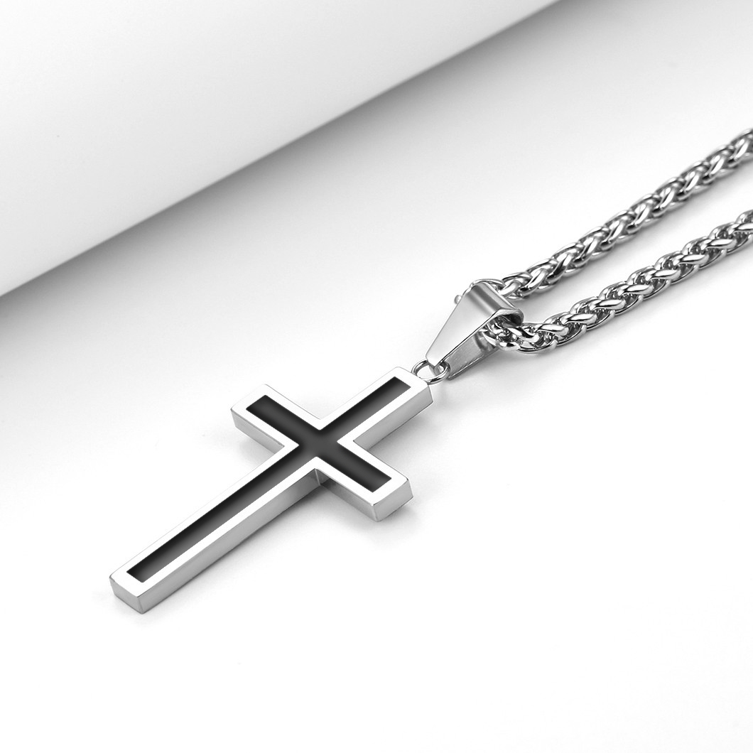 Cross Pendant Necklace, Stainless Steel-04