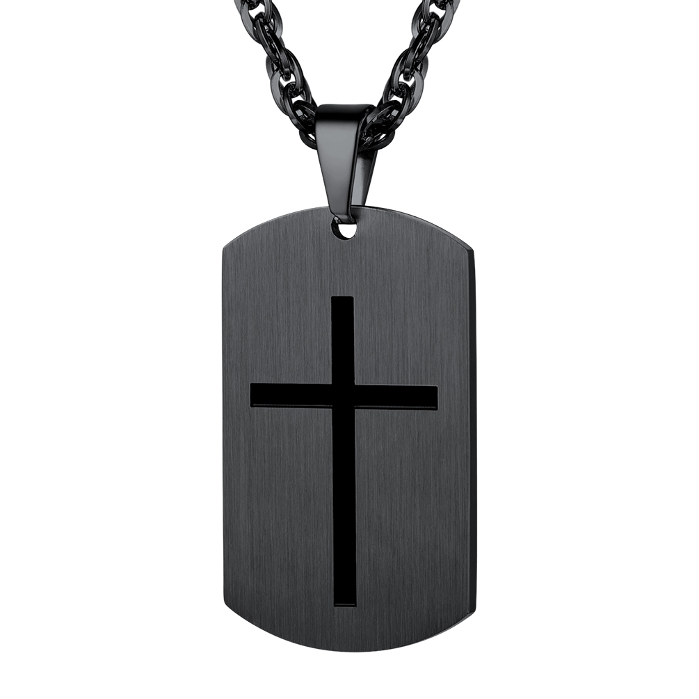 Cross Pendant Necklace in Black Plated