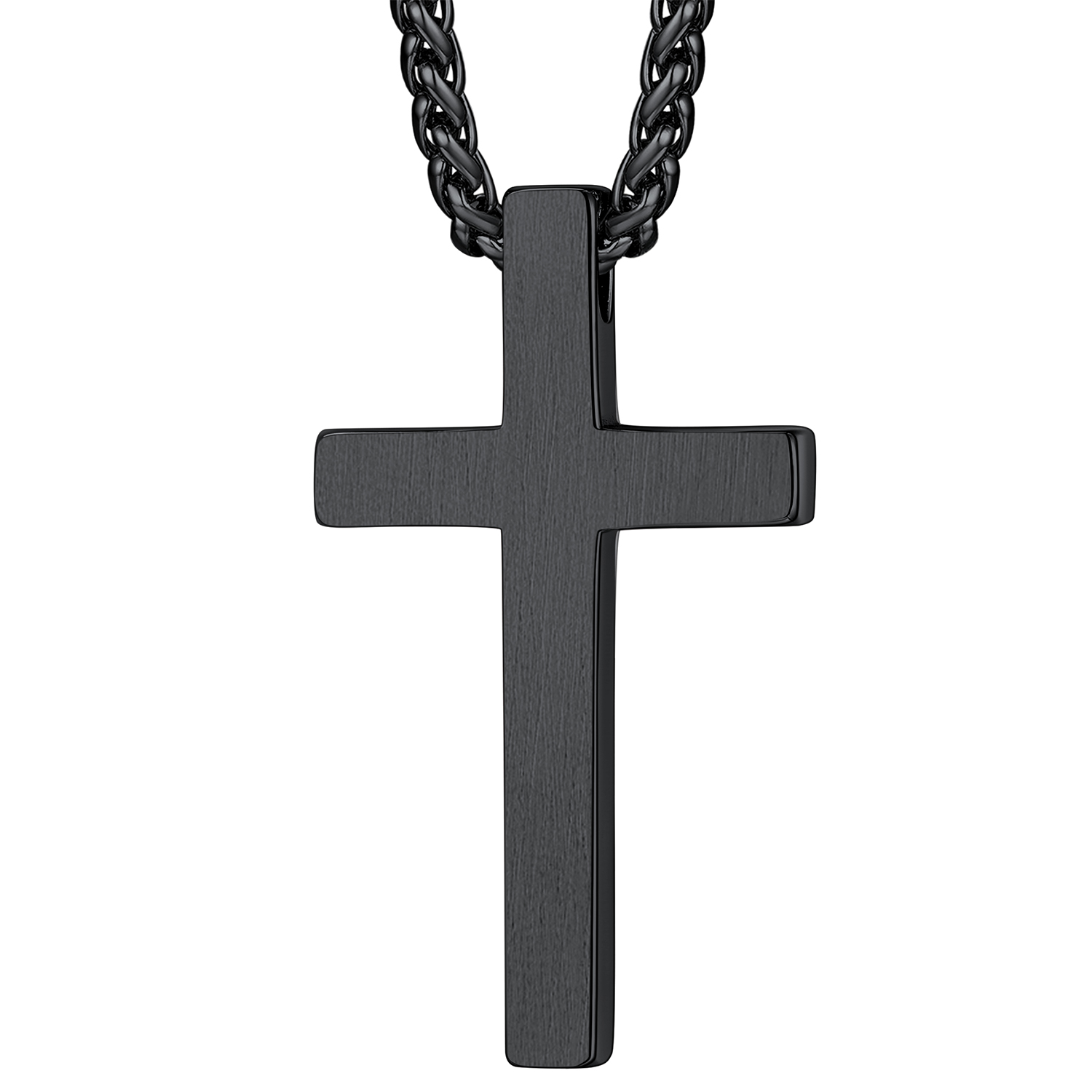 Cross Pendant Necklace in Black Plated-Backside