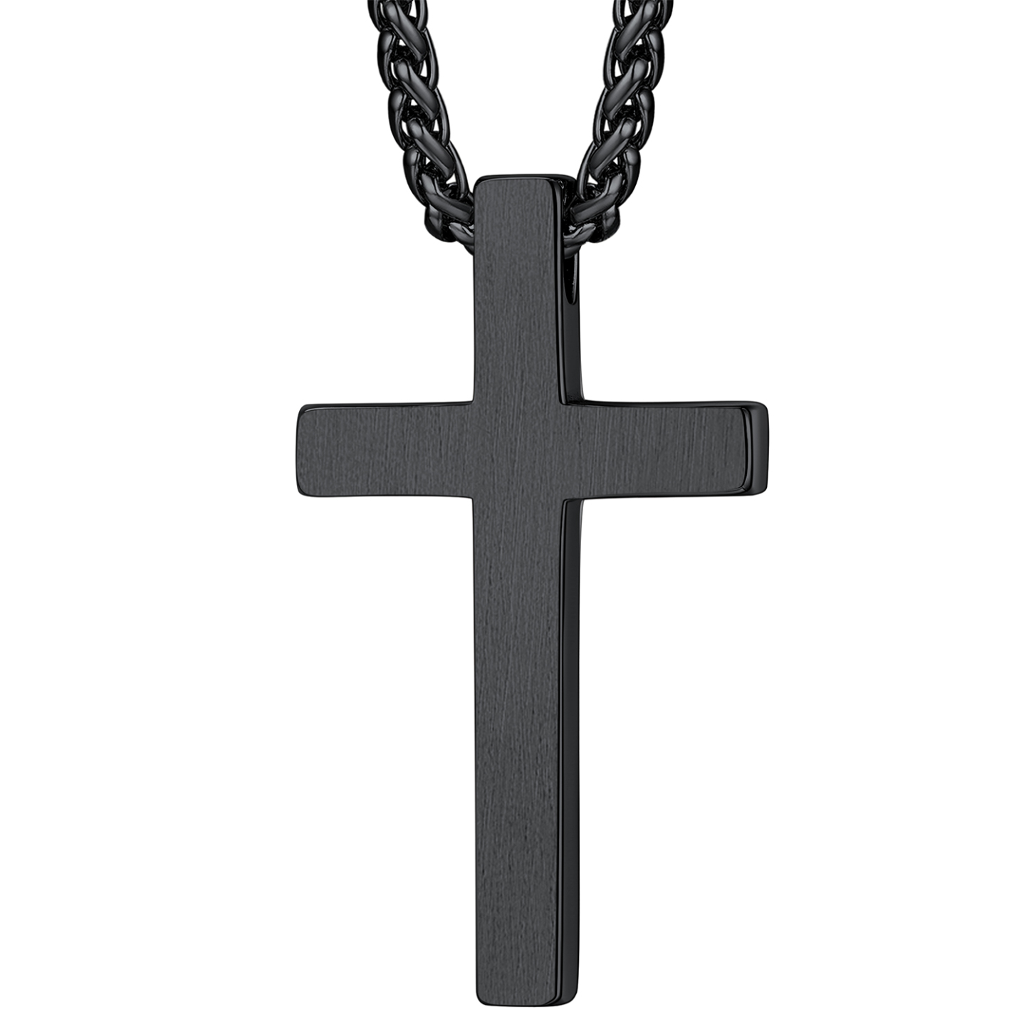 Cross Pendant Necklace in Black Plated-Backside
