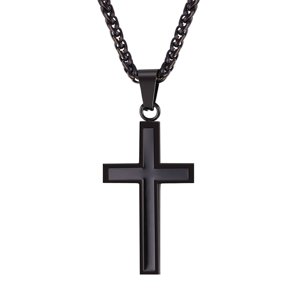 Cross Pendant Necklace in Black Plated