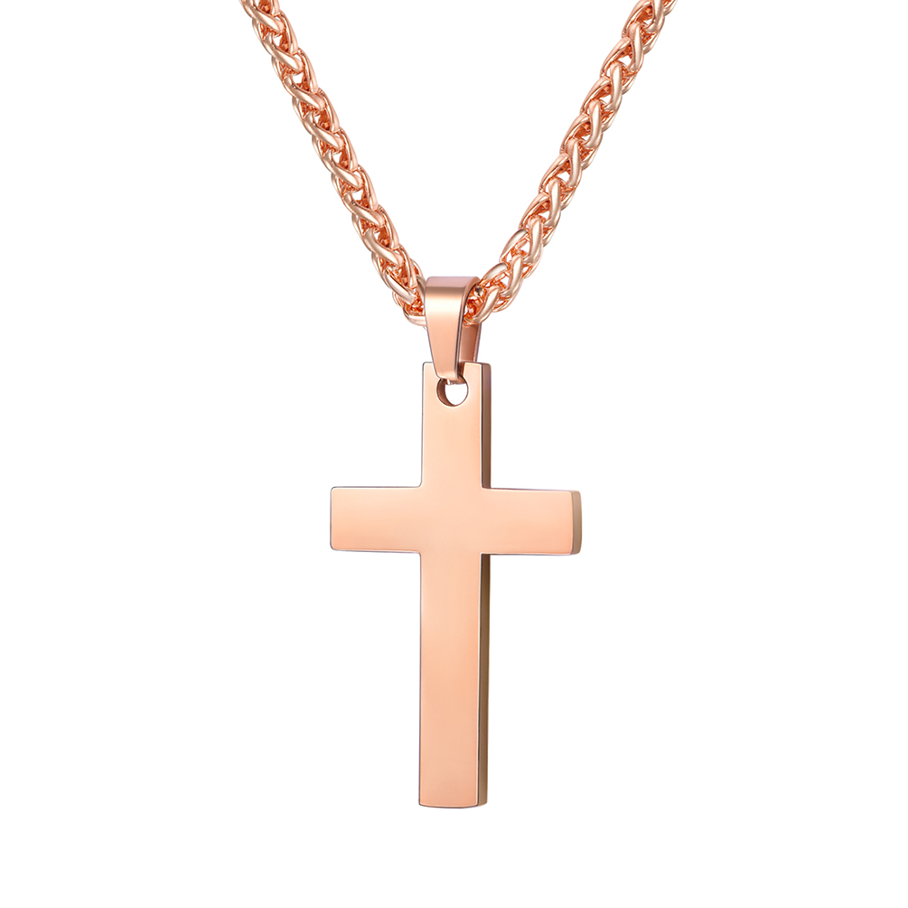Cross Pendant Necklace in Rose Gold Plated