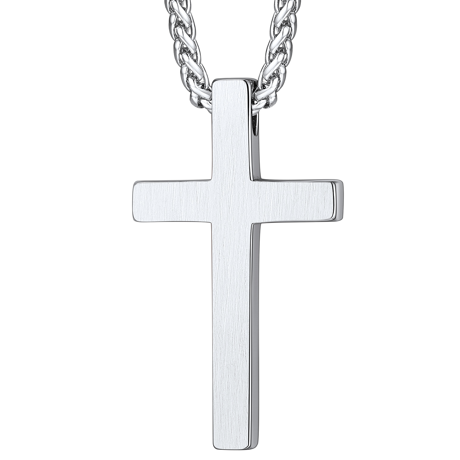 Cross Pendant Necklace in Stainless Steel-Backside