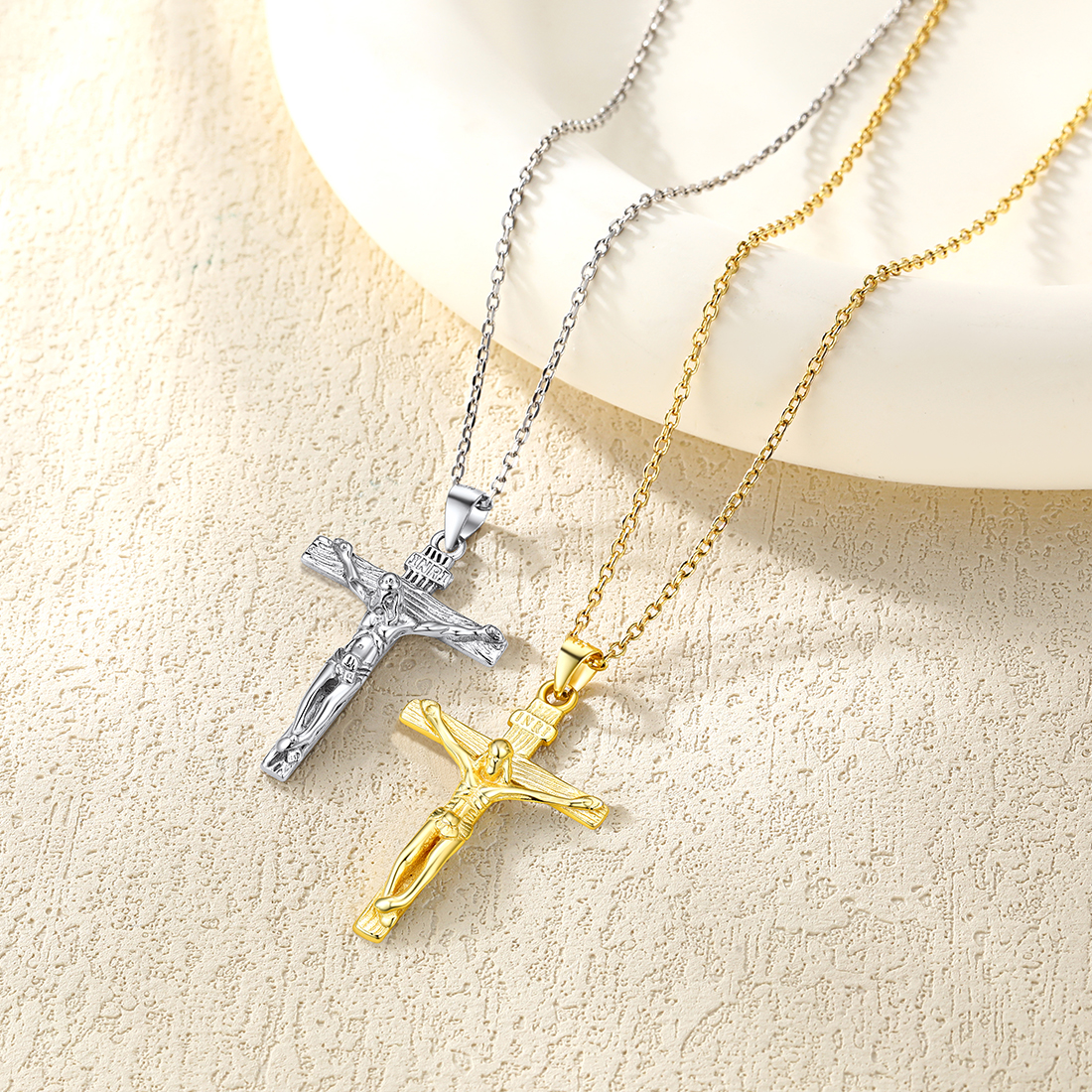 Crucifix Cross Pendant Jesus Christ Necklace in Different Colors