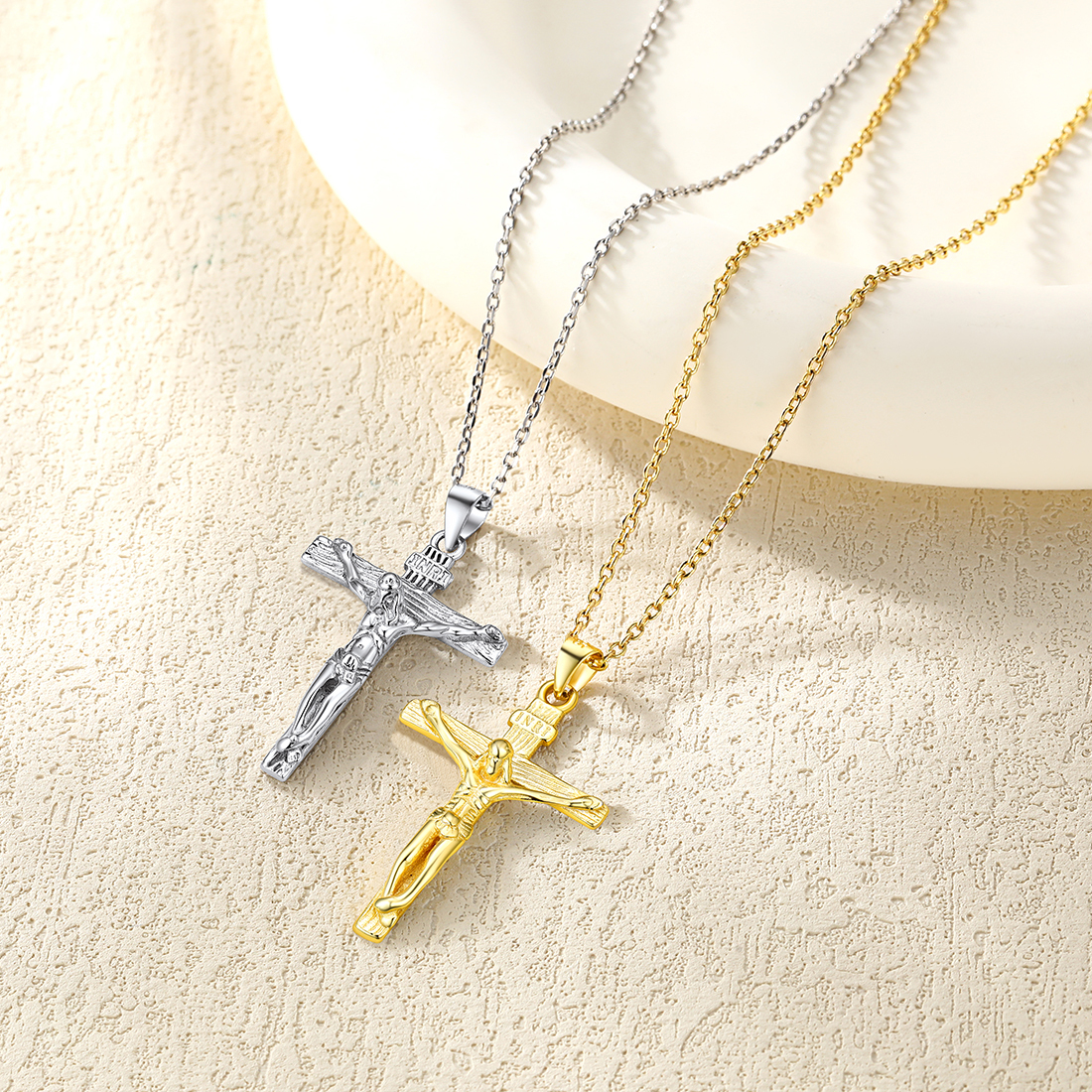 Crucifix Cross Pendant Jesus Christ Necklace in Different Colors