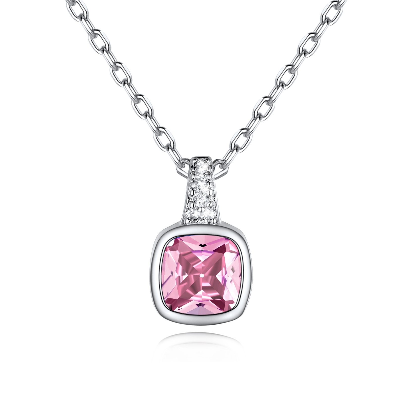 Cushion Cut Pendant Birthstone Necklace in Tourmaline