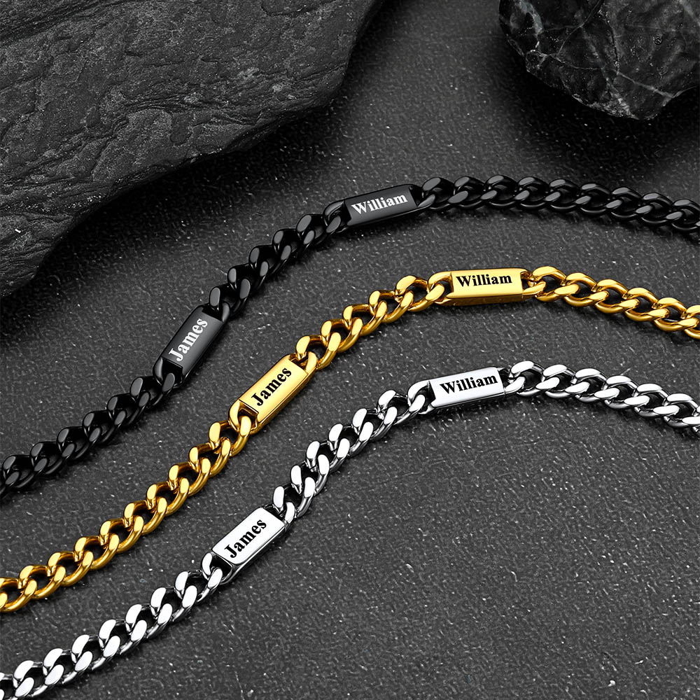 Custom 1-6 Name Cuban Chain Necklace in Different Colors-02
