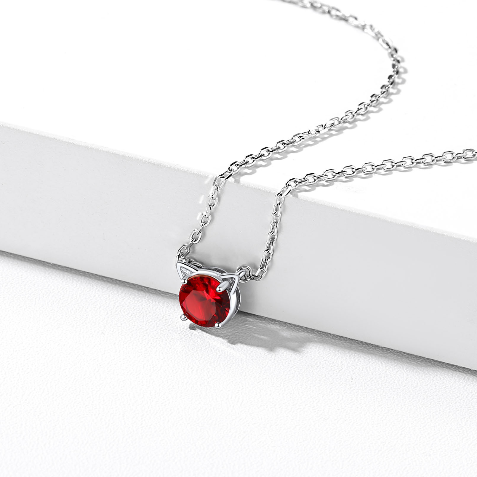 Cute Cat Pendant, Birthstone-01