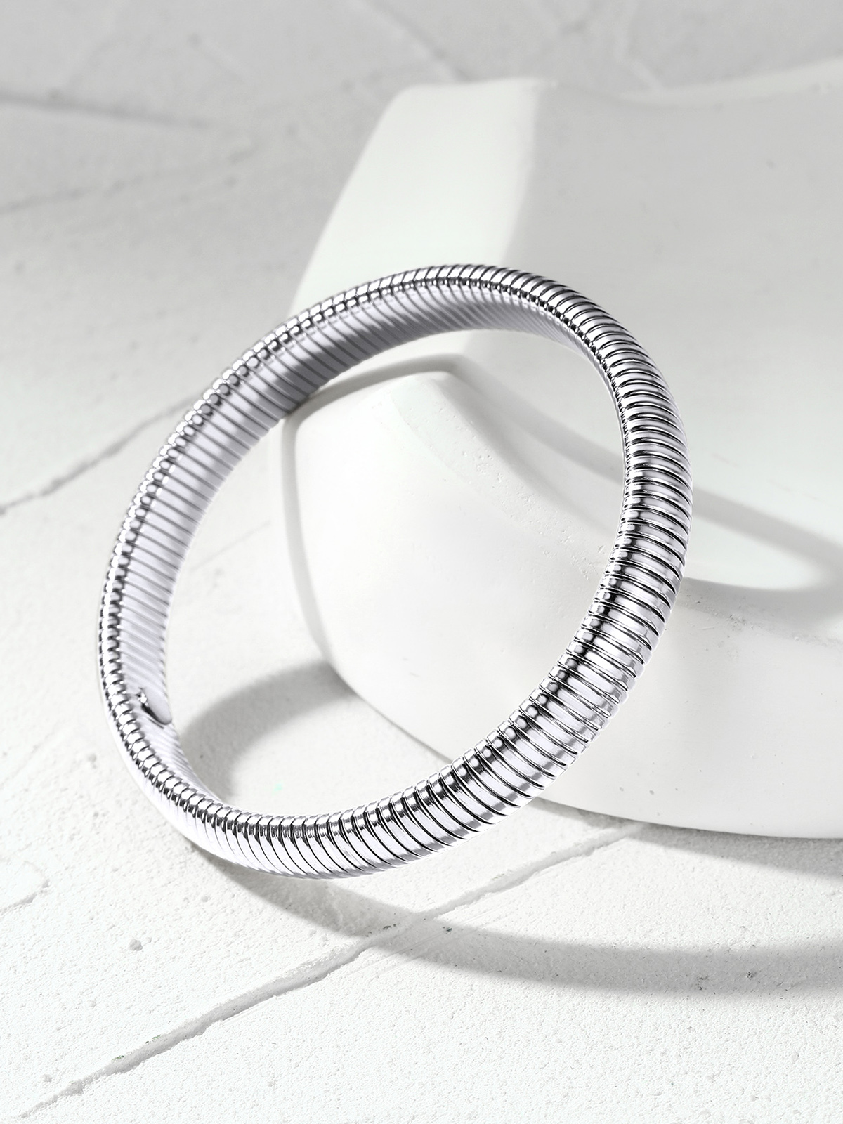 Chunky Stretch Bangle Bracelet in Stainless