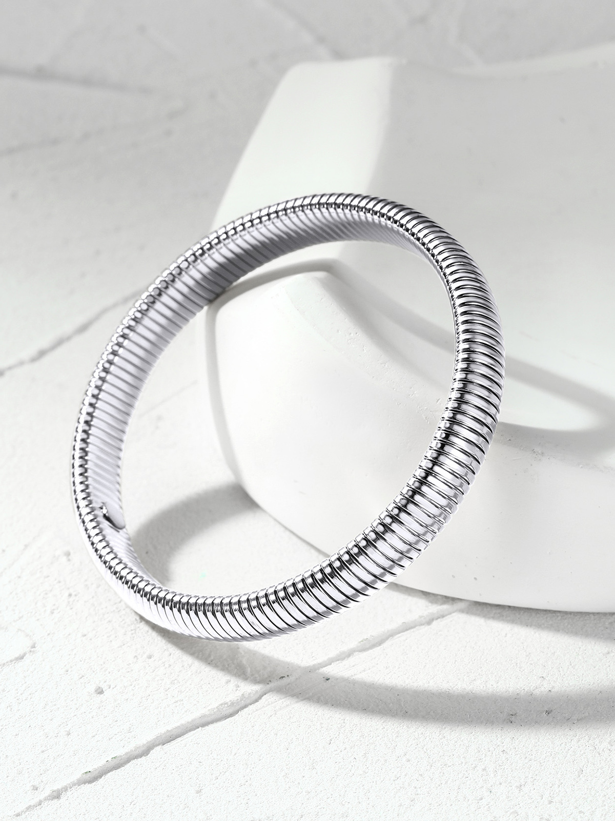 Chunky Stretch Bangle Bracelet in Stainless