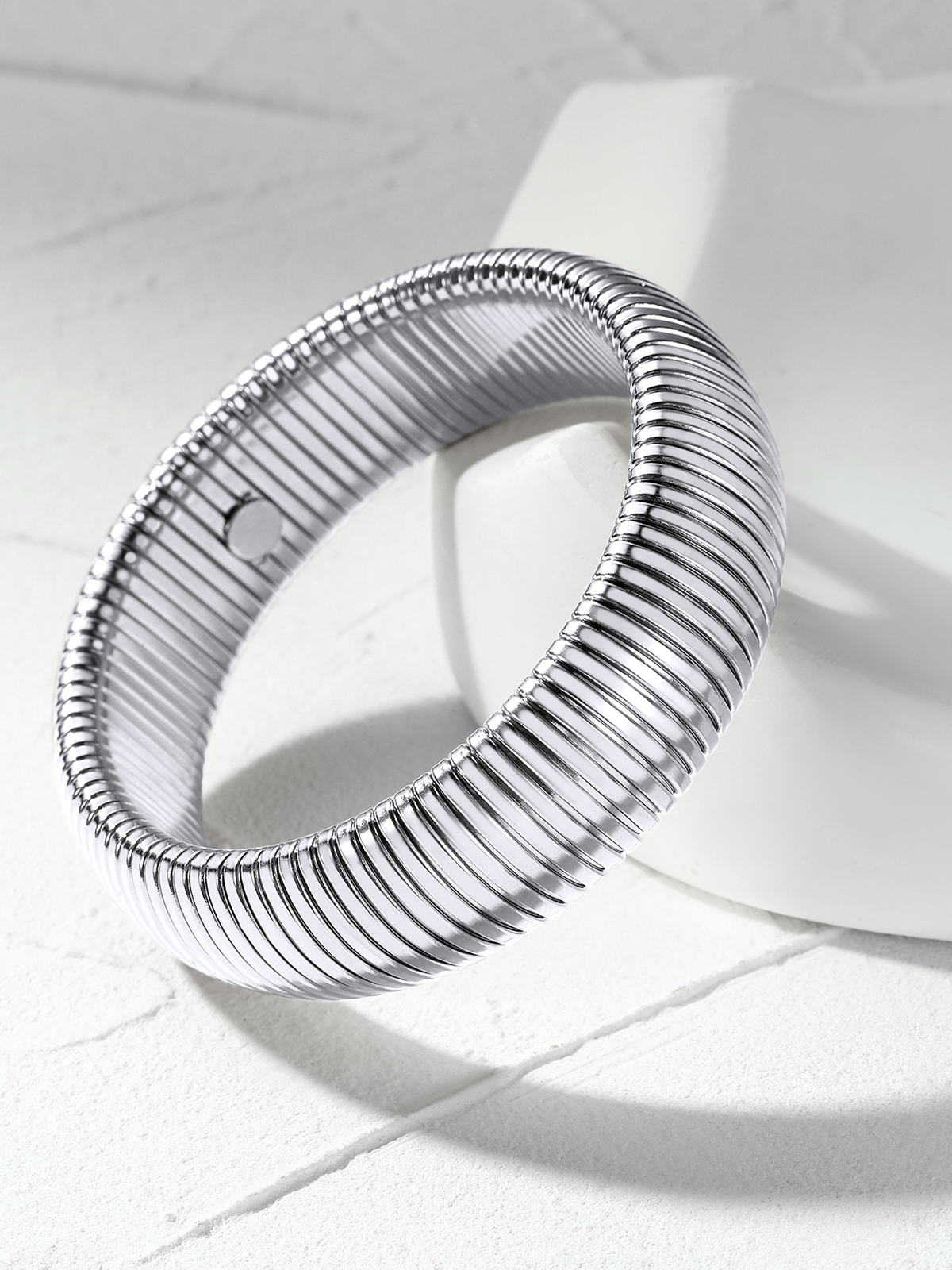 Chunky Stretch Bangle Bracelet in Stainless