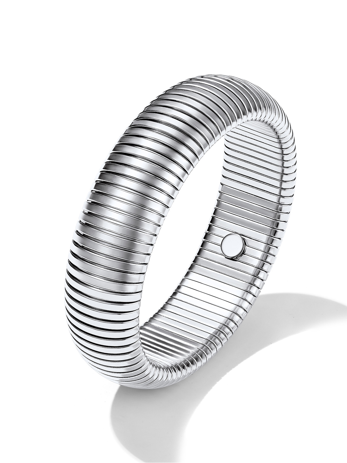 Chunky Stretch Bangle Bracelet in Stainless