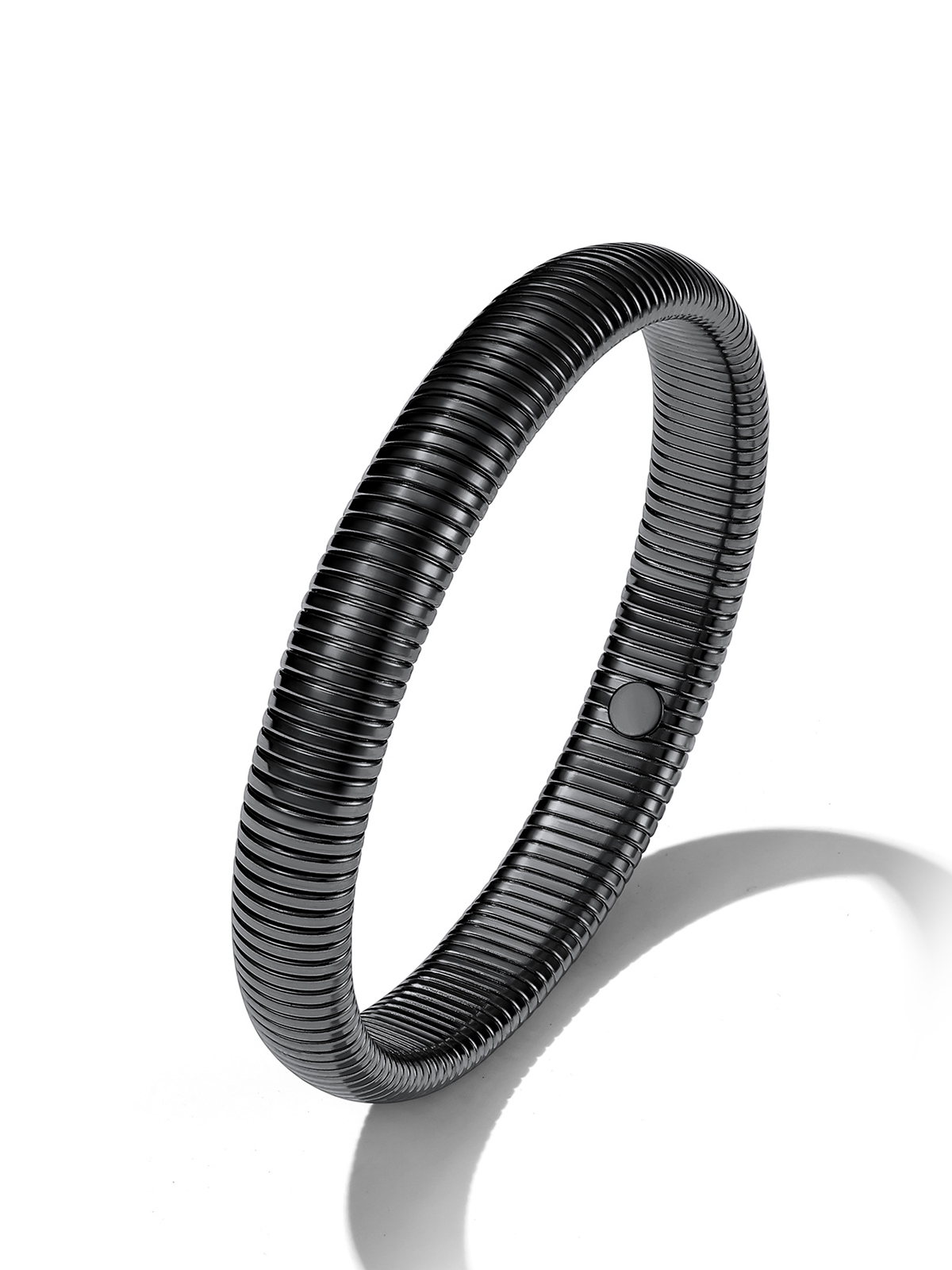 Chunky Stretch Bangle Bracelet in Black Plated