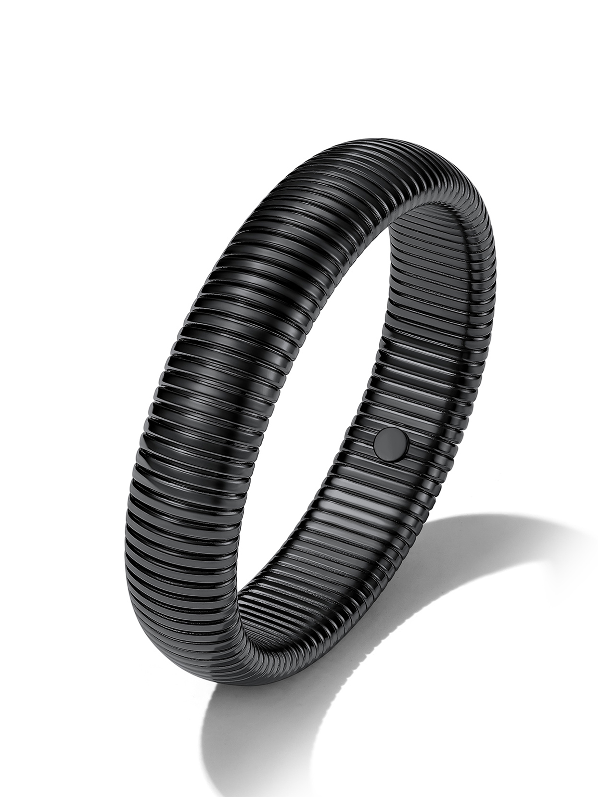 Chunky Stretch Bangle Bracelet in Black Plated