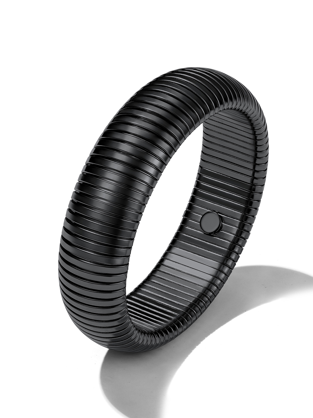 Chunky Stretch Bangle Bracelet in Black Plated