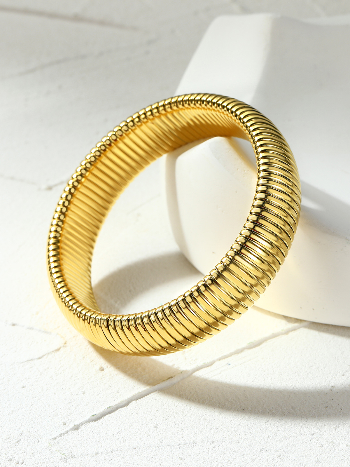 Chunky Stretch Bangle Bracelet in 18K Gold Plated