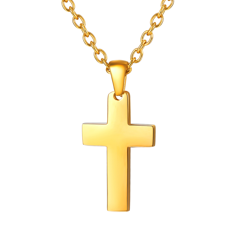 Dainty Cross Pendant Necklace in 18K Gold Plated