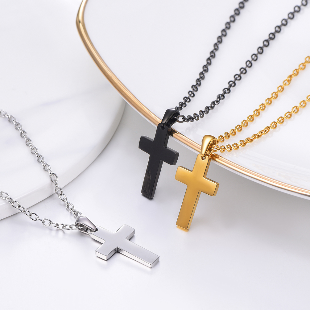 Dainty Cross Pendant Necklace in Different Colors