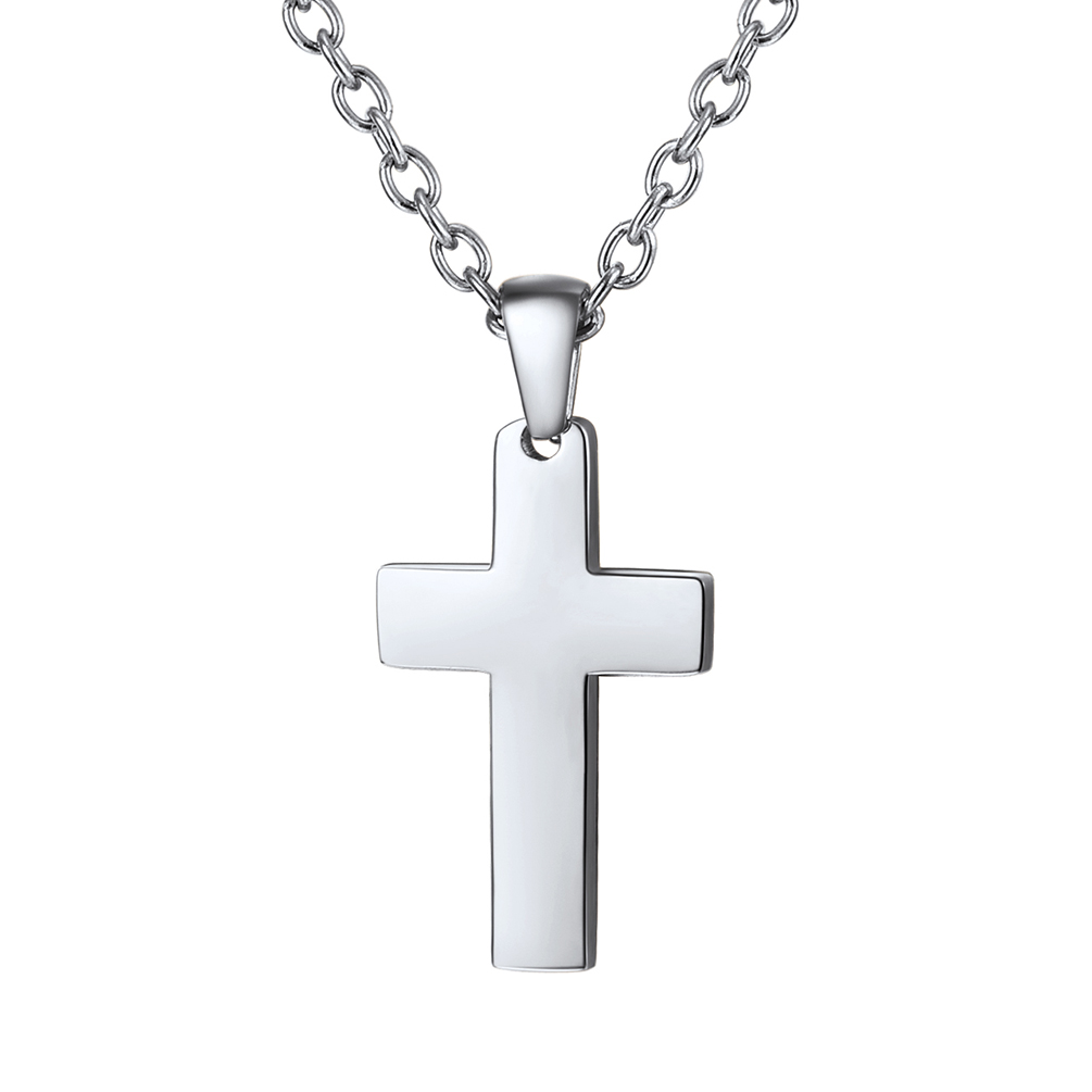 Dainty Cross Pendant Necklace in Stainless Steel
