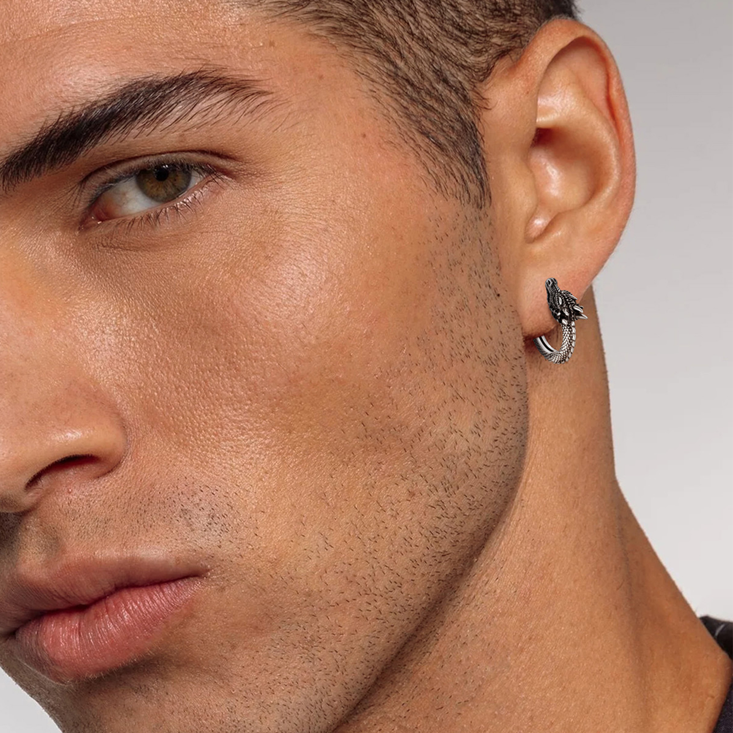 Dragon Huggie Hoop Earrings for Men-01