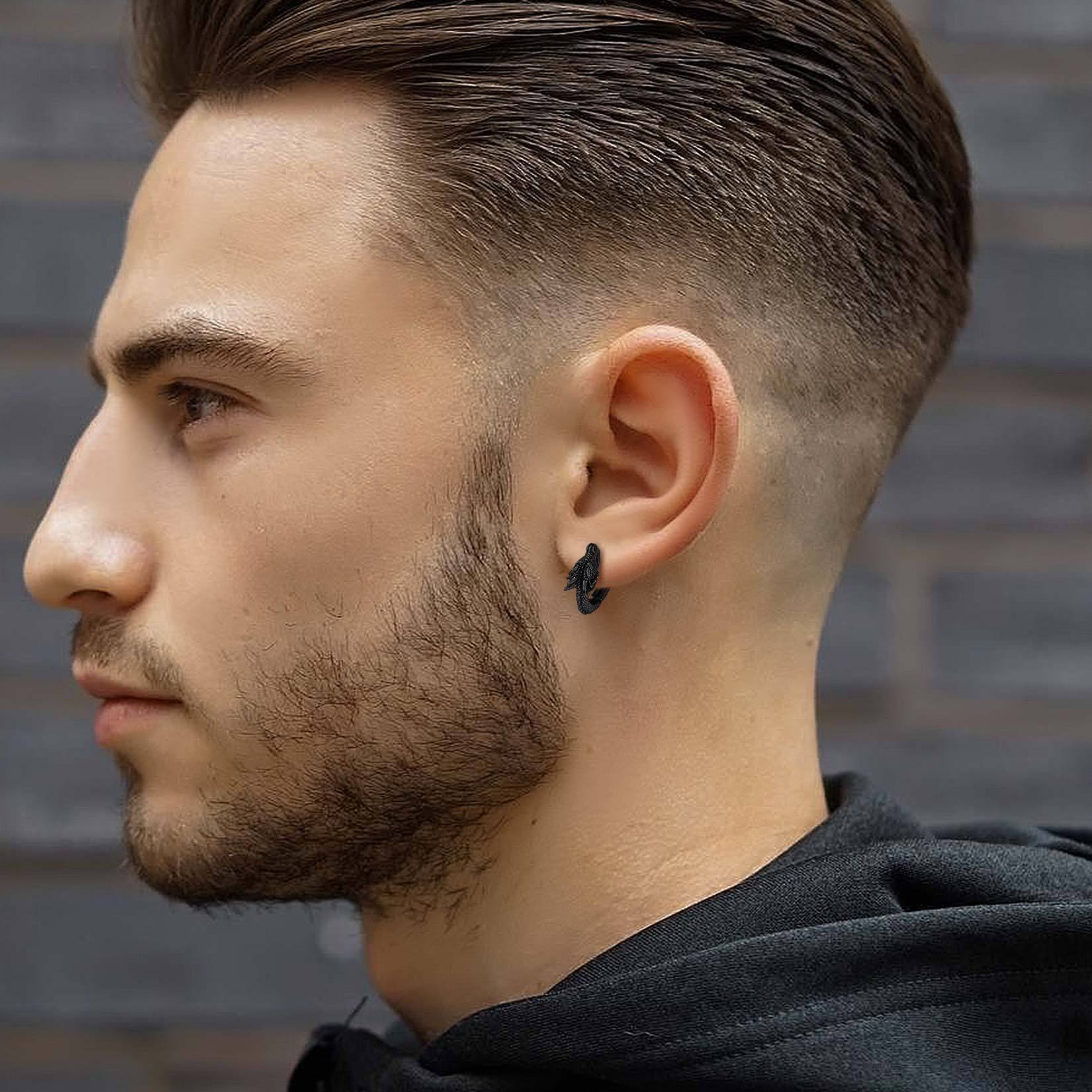 Dragon Huggie Hoop Earrings for Men