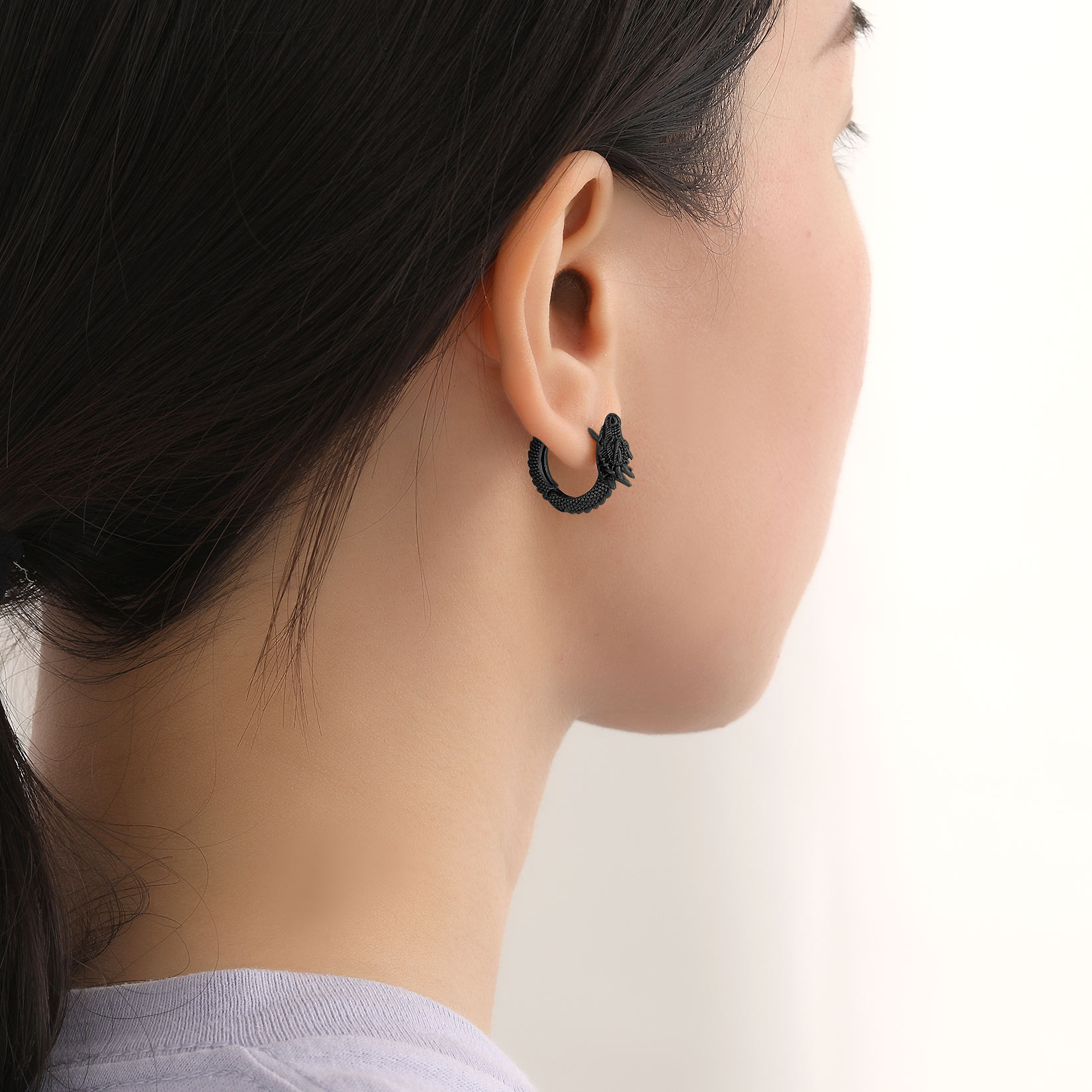 Dragon Huggie Hoop Earrings for Women-02