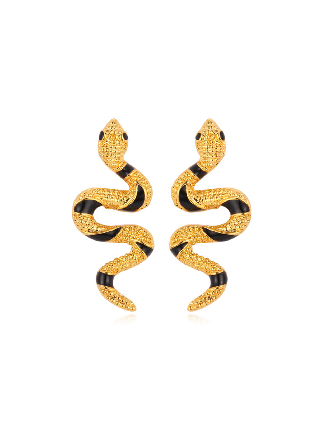 Snake Stud Earrings with Rhinestone in 18K Gold Plated