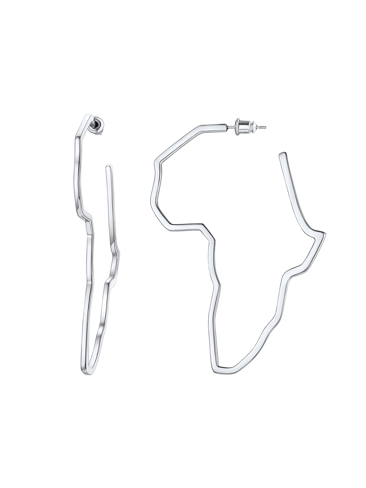 75mm African Outline Earrings Dangle Earrings in Silver