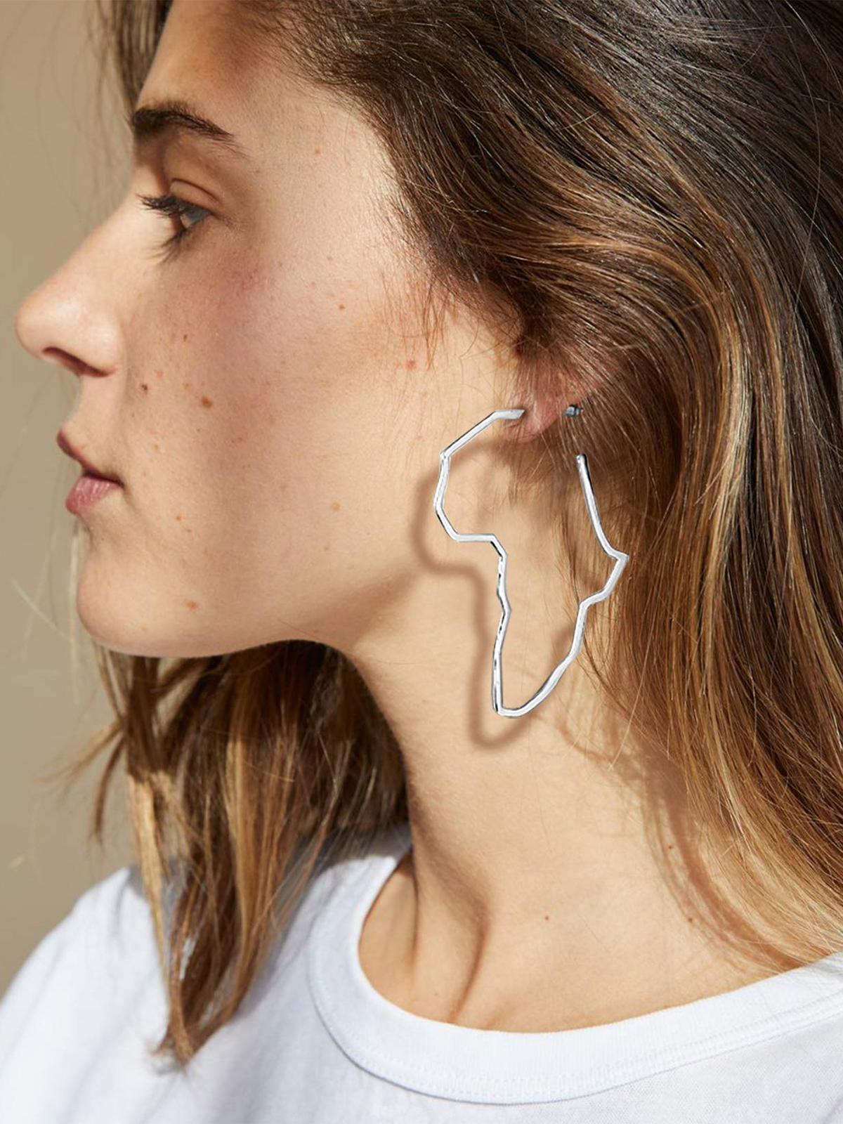 75mm African Outline Earrings Dangle Earrings in Silver