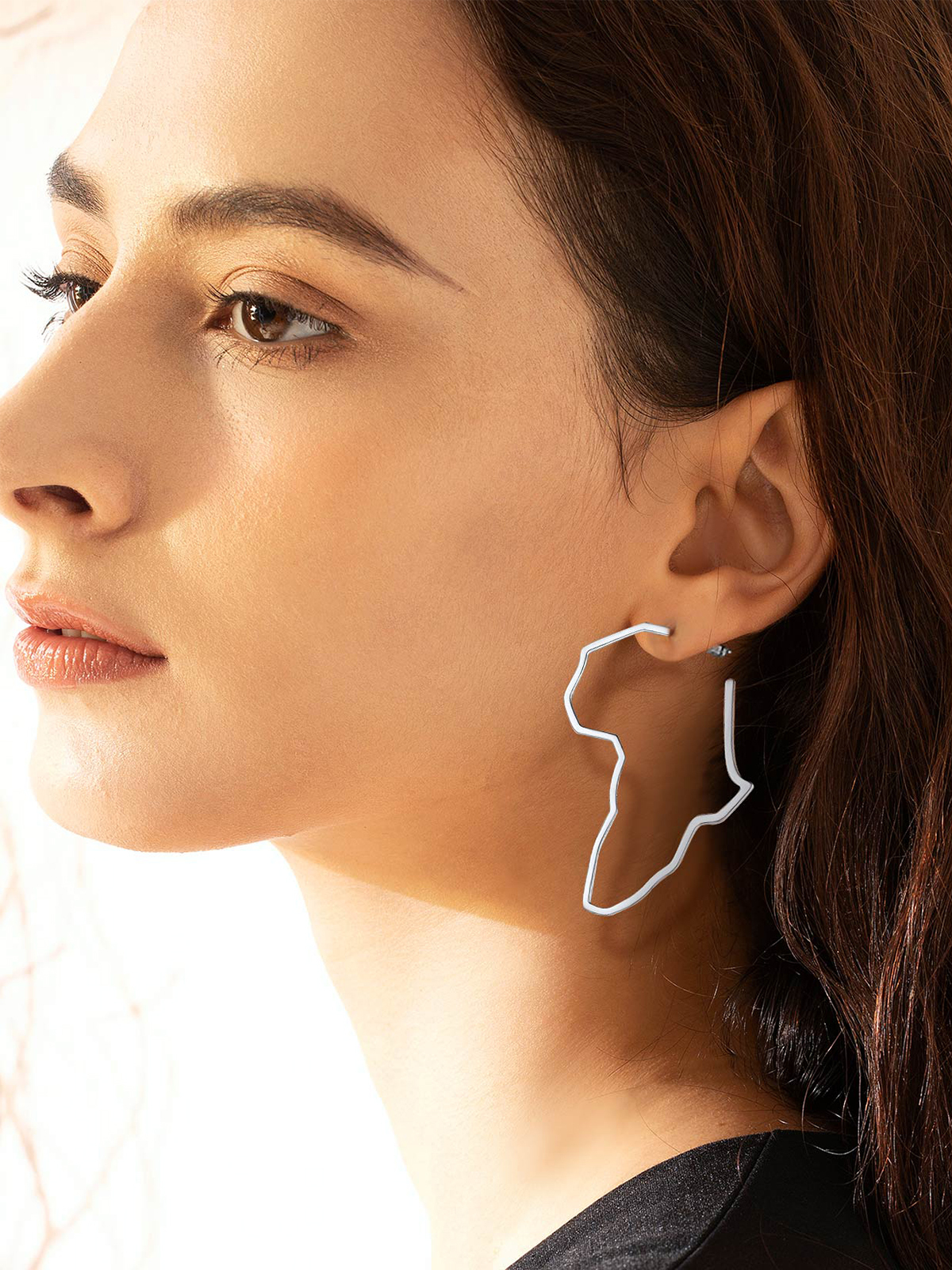 75mm African Outline Earrings Dangle Earrings in Silver