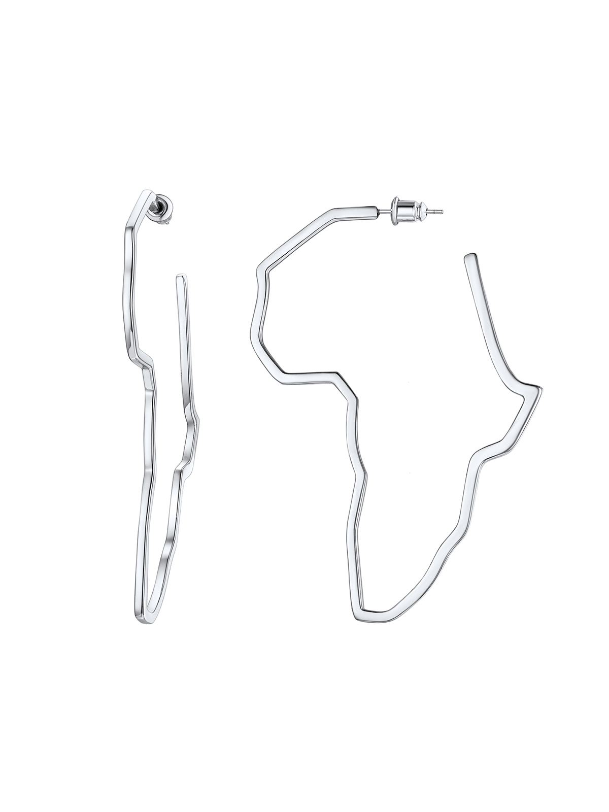 75mm African Outline Earrings Dangle Earrings in Silver