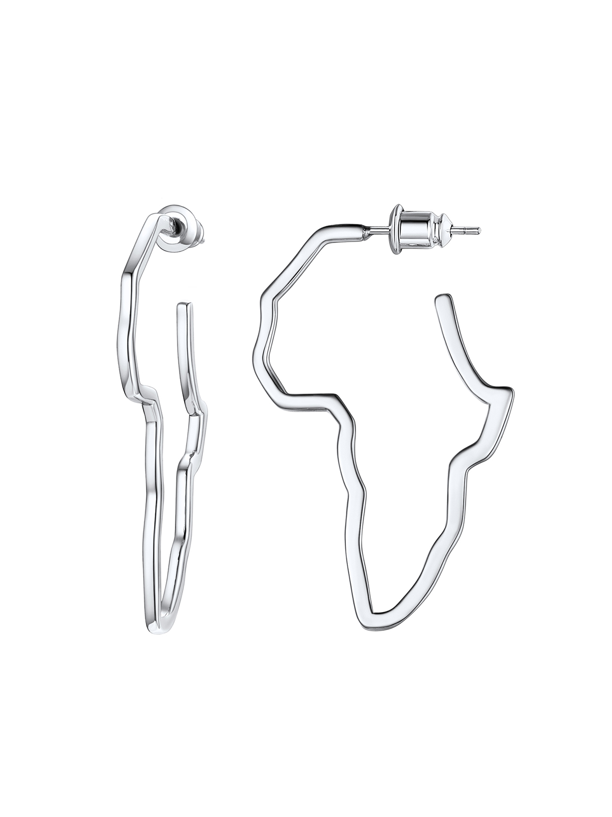 45mm African Outline Earrings Dangle Earrings in Silver